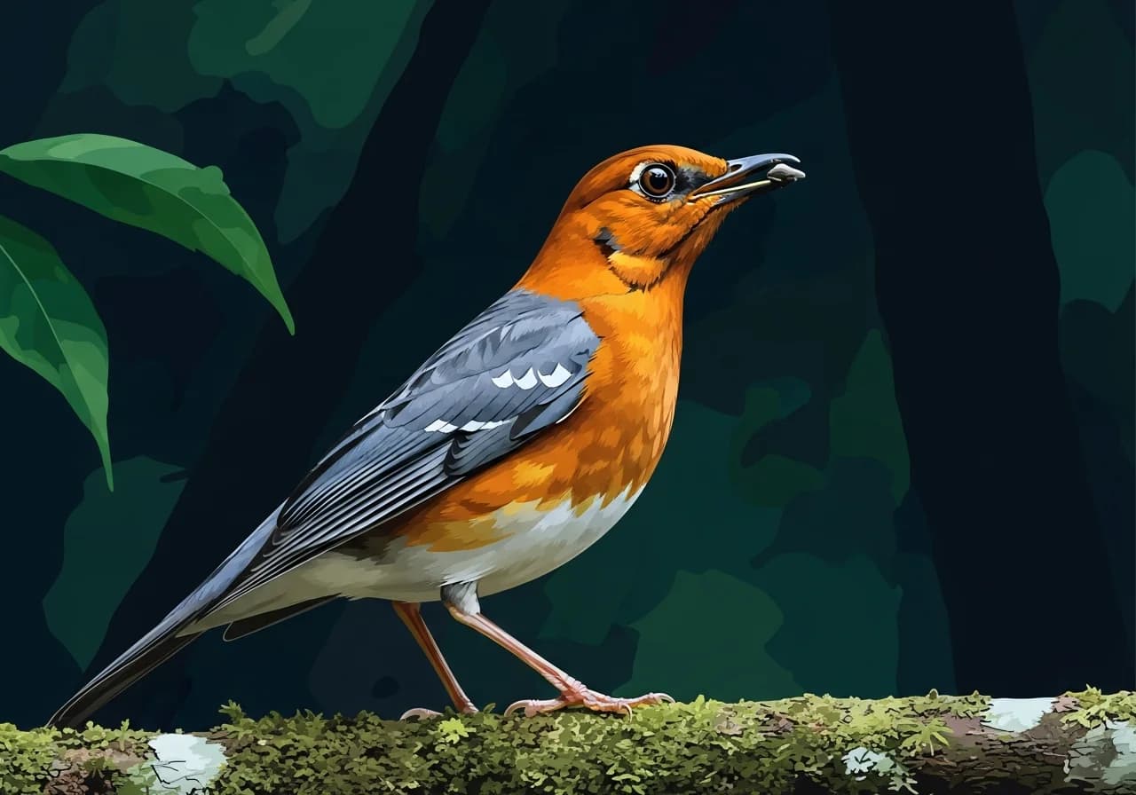 Orangebürzel-Schnarcher (Geokichla citrina)