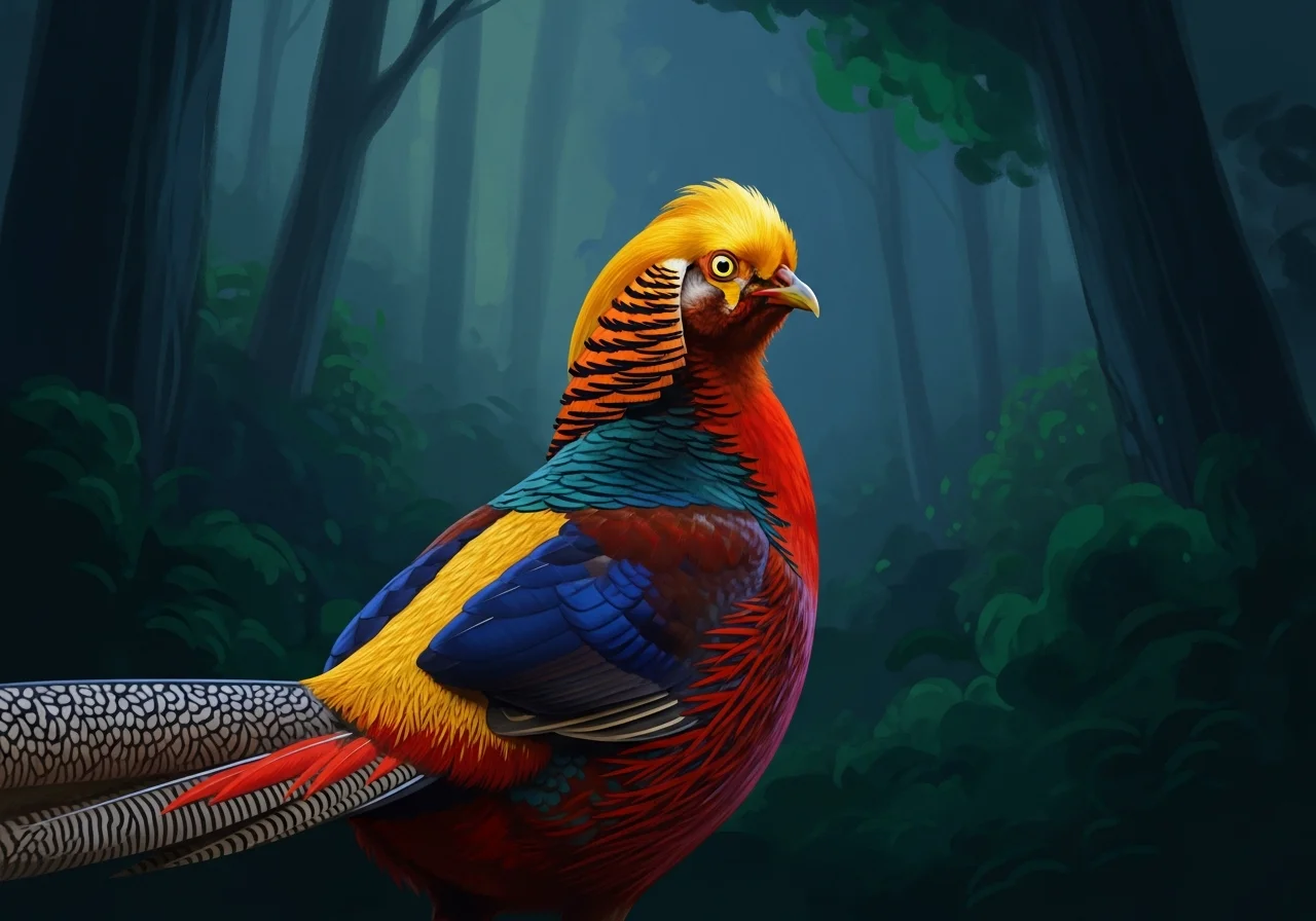 Goldpfau (Chrysolophus pictus)