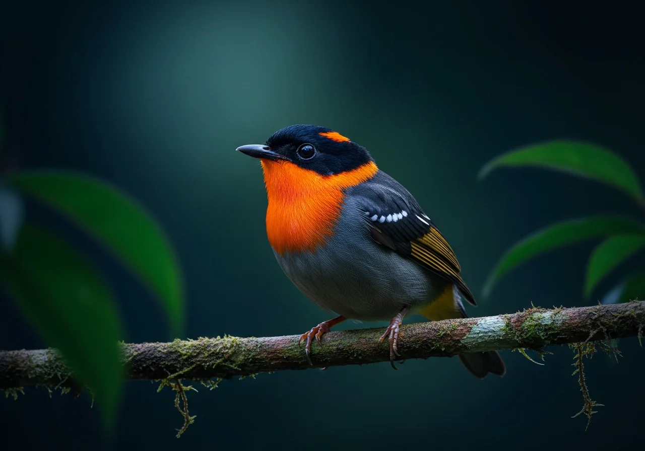 Orangekehl-Schopftyrann (Manacus aurantiacus)