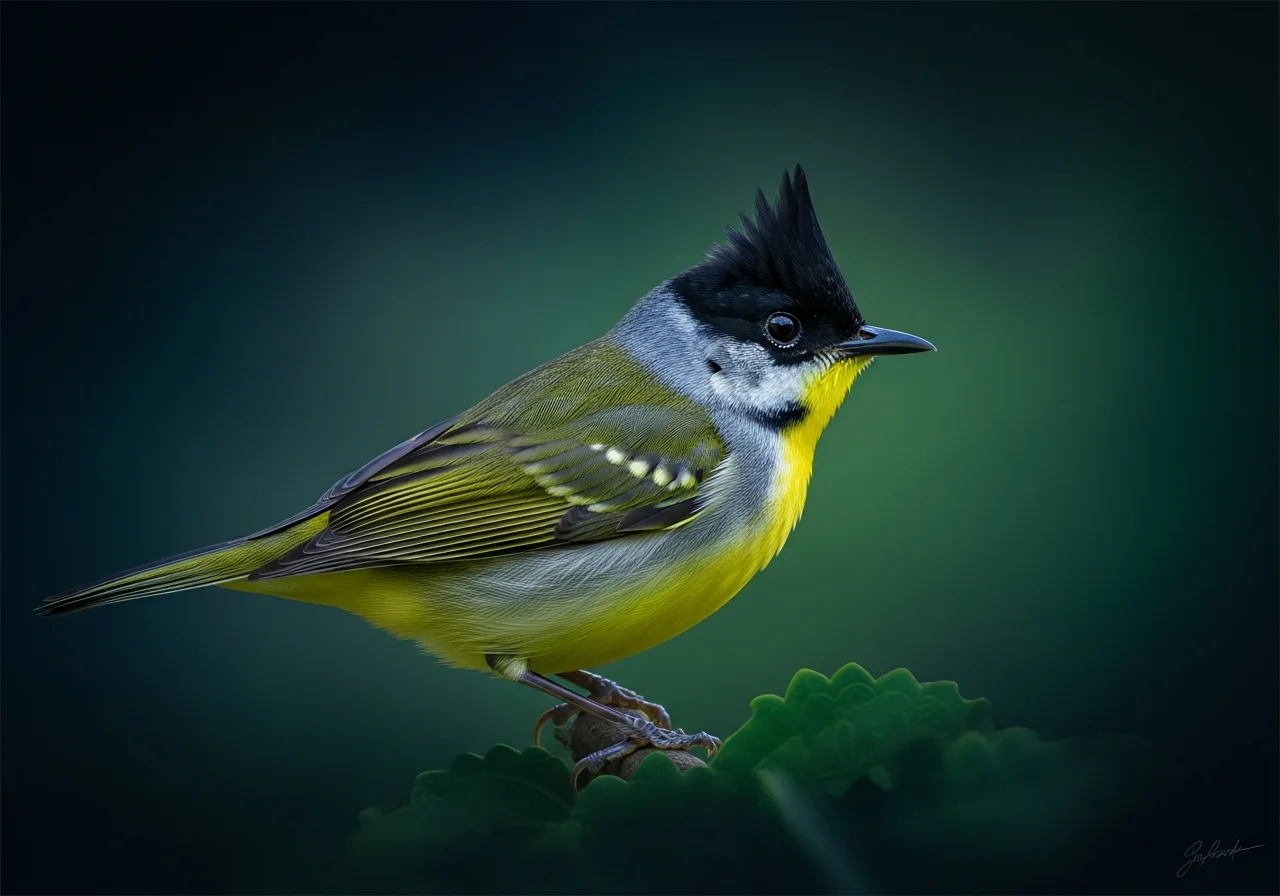 Schwarzscheitel-Waldsänger (Myiothlypis nigrocristata)