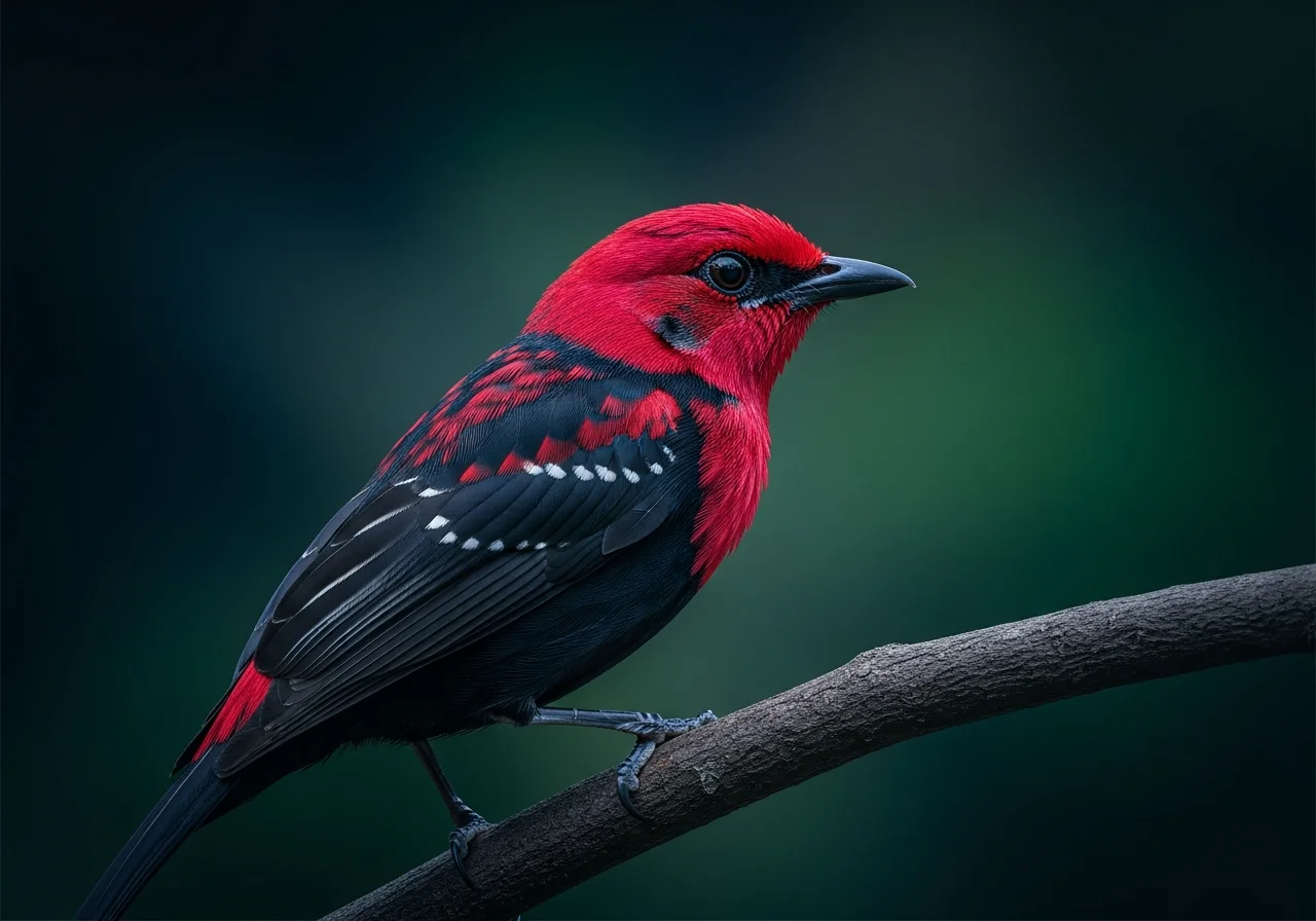 Shelleys Berg-Dickichtsammer (Shelley's Crimsonwing)