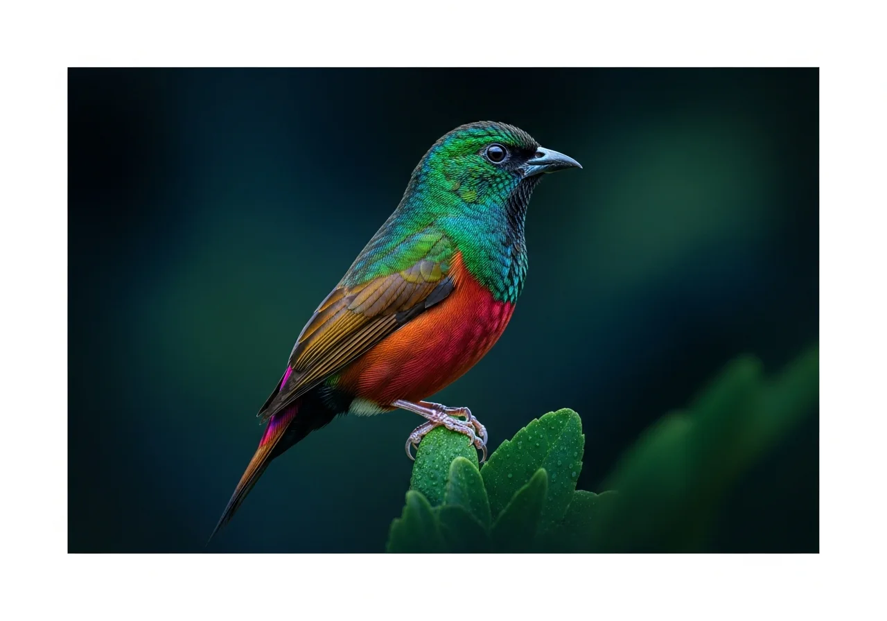 Zweifarben-Prachtfink (Zimtbauch-Smaragdkolibri)